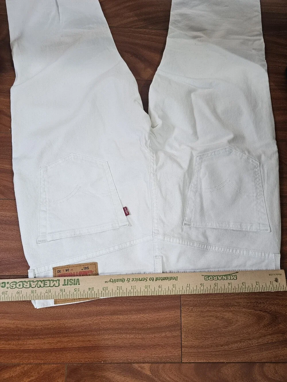 Levi's 541 Athletic Taper White Jeans Mens 34x32 Stretch Denim Pants Red Tab